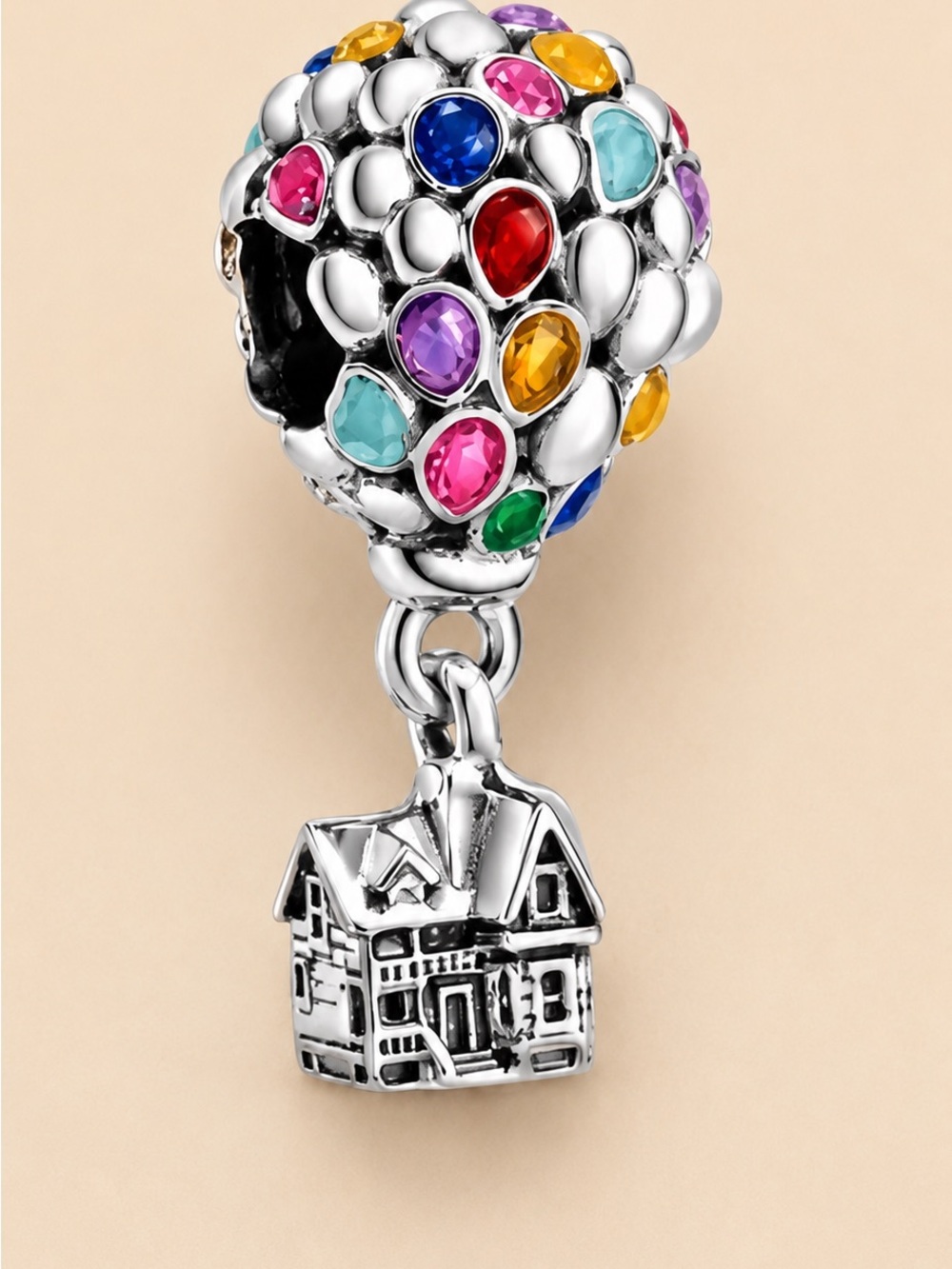 Pandora Disney Up Charm -  Balloon & House Dangle Charm with Multicolor Crystals